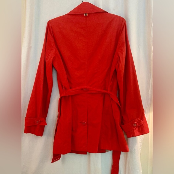 Talbots Red Lined Belted Three Button Cotton & Nylon Raincoat Size M - Picture 7 of 13